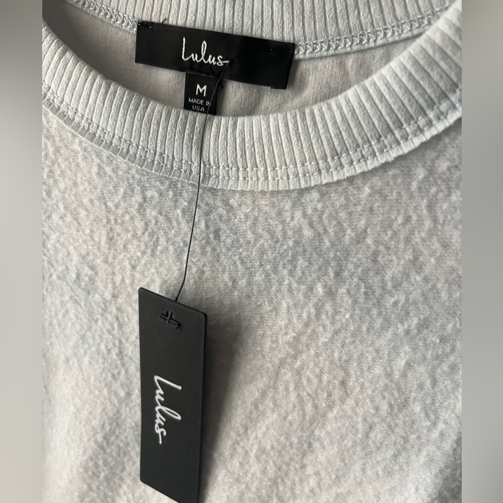 NWT- Lulu‘s - Choosing Chill Blue Tie-Dye Fleece Knit Pullover Sweatshirt - Picture 9 of 15